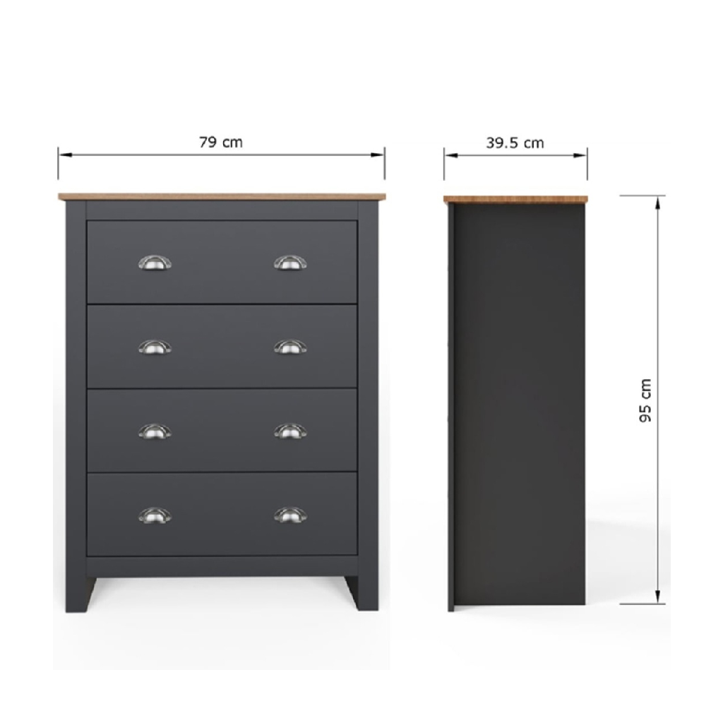 Launceston Blue 4 Piece Bedroom Furniture Set