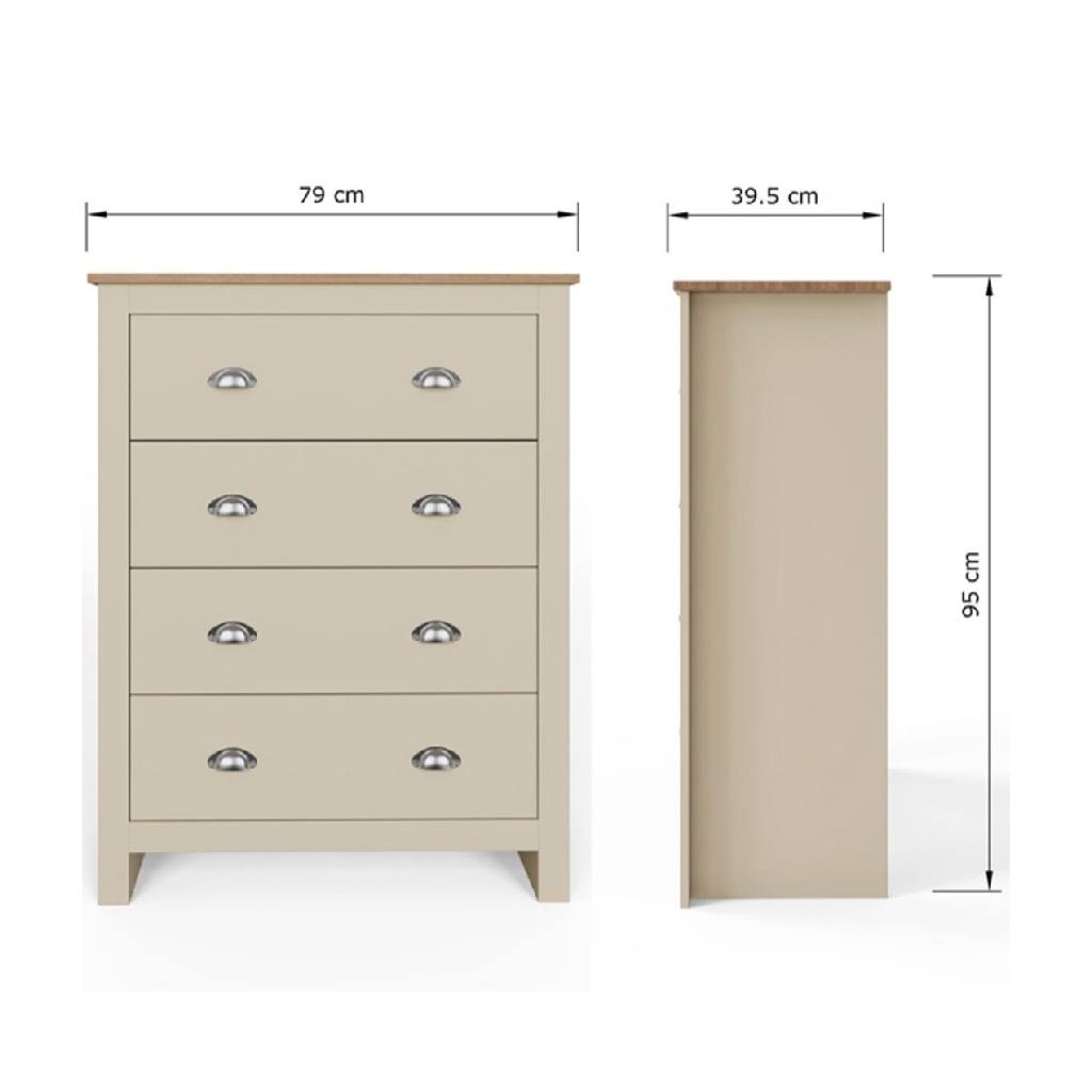 Launceston Cream 4 Piece Bedroom Furniture Set