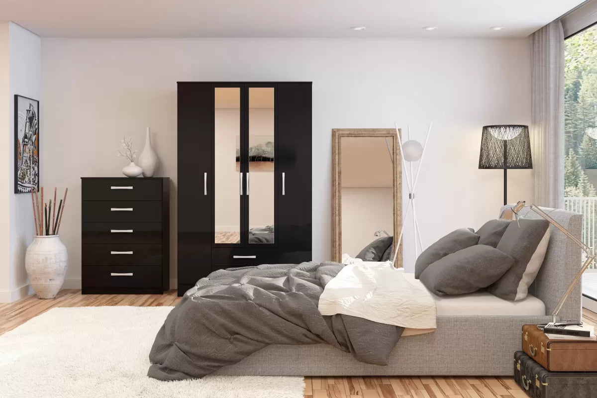 Lynx Black 3 Drawer Bedside