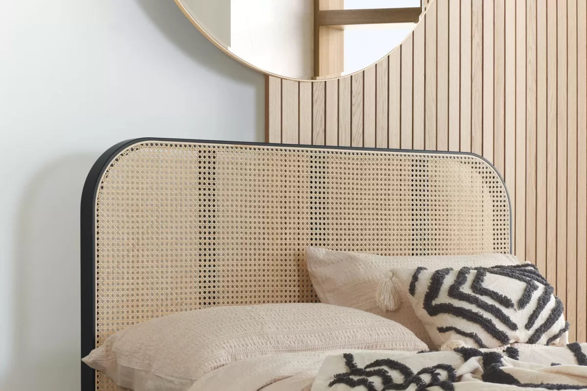 Margot Black Rattan King Bed + Heaven King Mattress