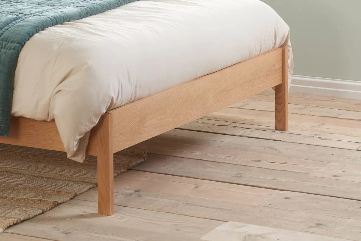 Margot Oak Rattan Double Bed + Heaven Double Mattress