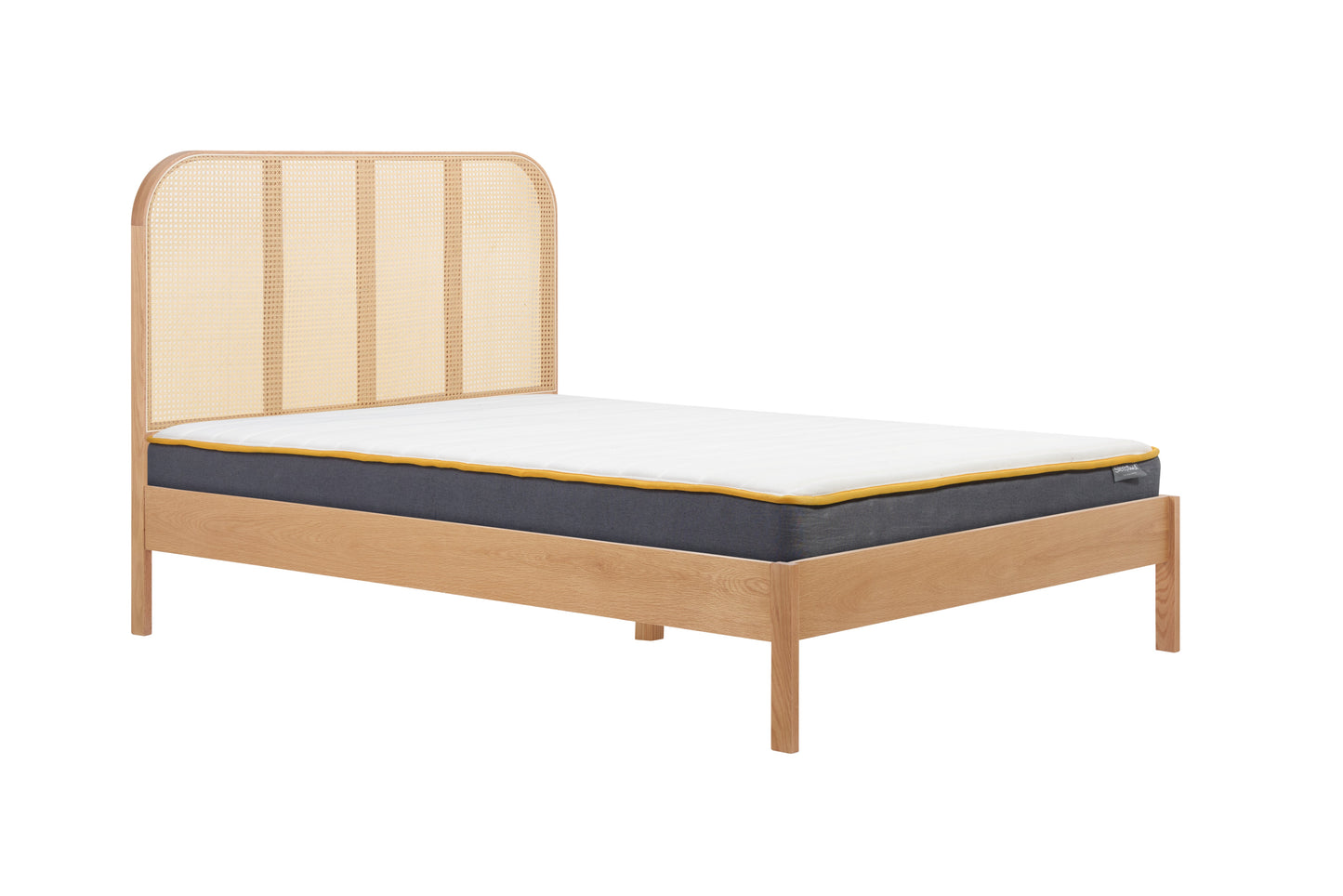 Margot Oak Double Rattan Bed