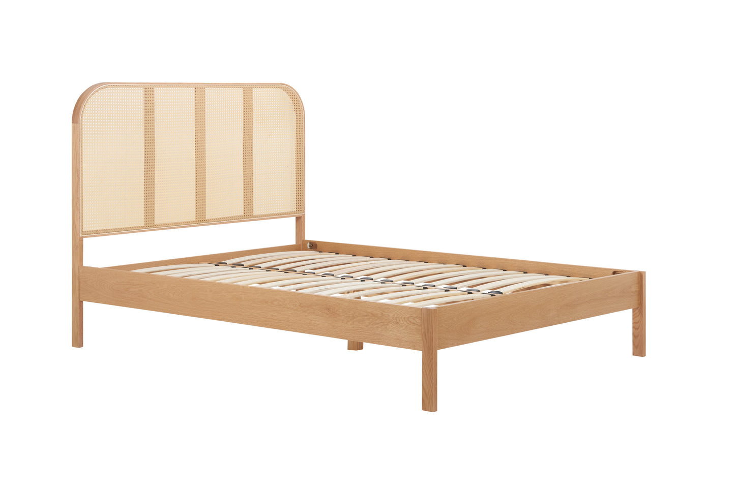 Margot Oak Rattan Double Bed + Heaven Double Mattress