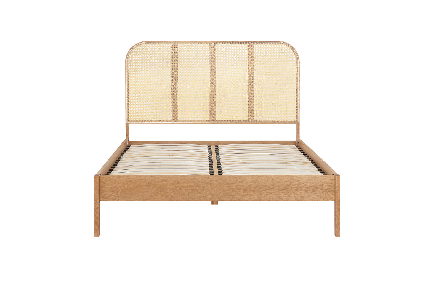 Margot Oak Rattan Double Bed + Heaven Double Mattress