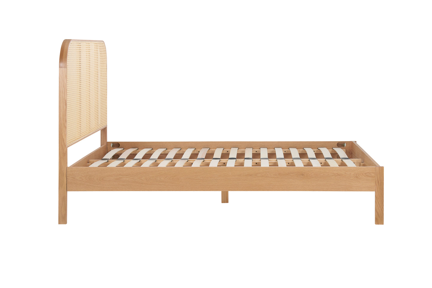 Margot Oak Rattan Double Bed + Heaven Double Mattress