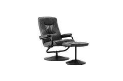 Marazion Black Leather Swivel Chair & Footstool