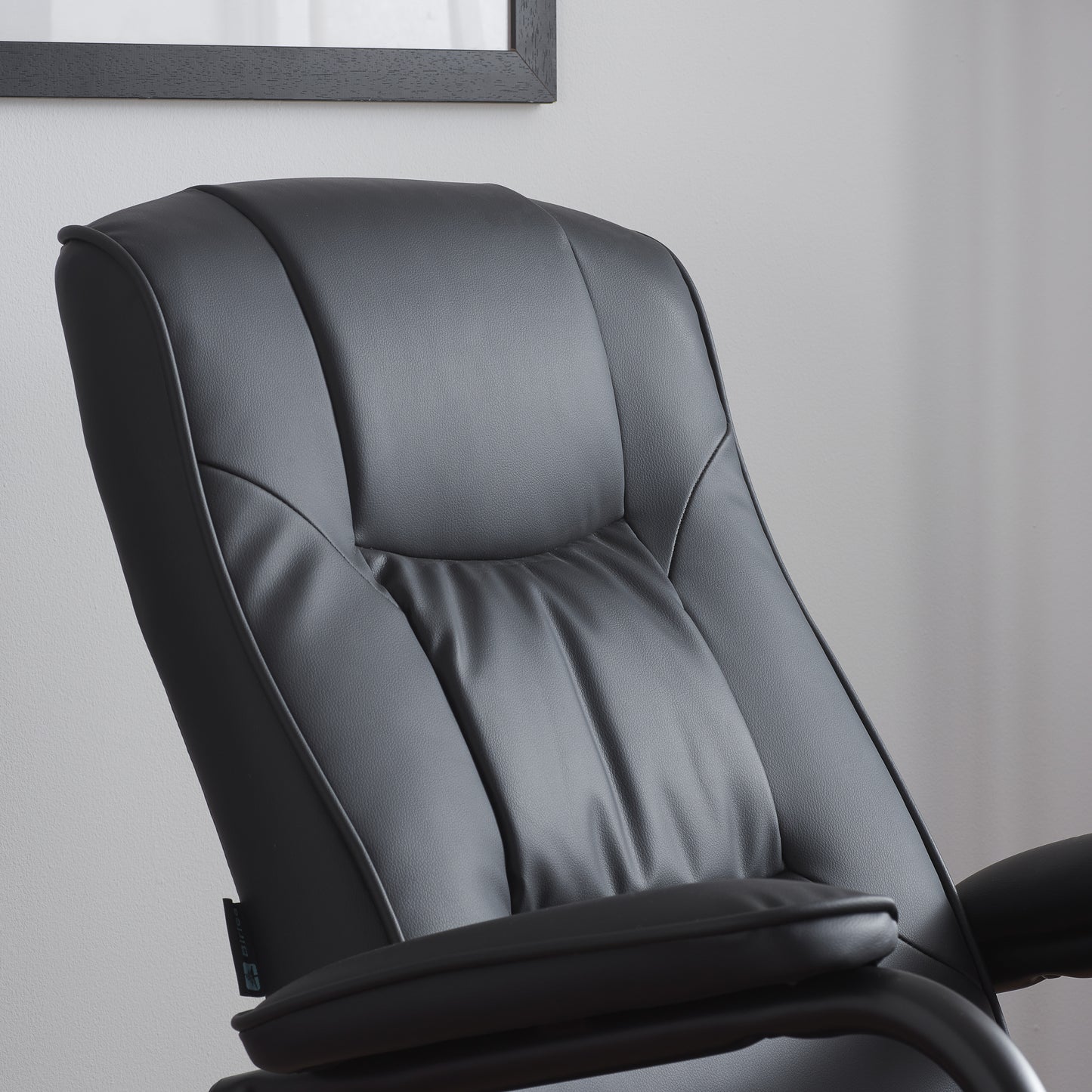 Marazion Black Leather Swivel Chair & Footstool