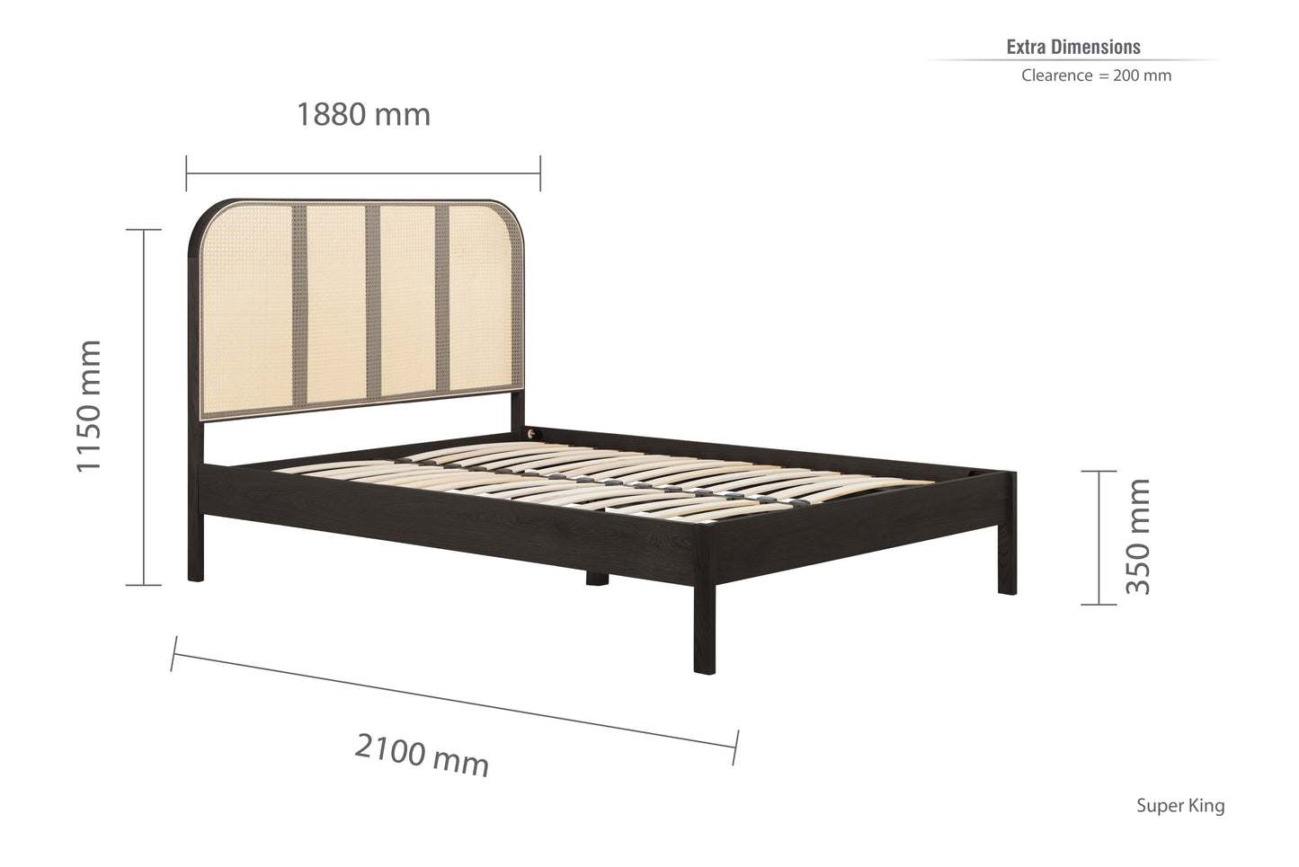 180cm Margot Rattan Bed Black