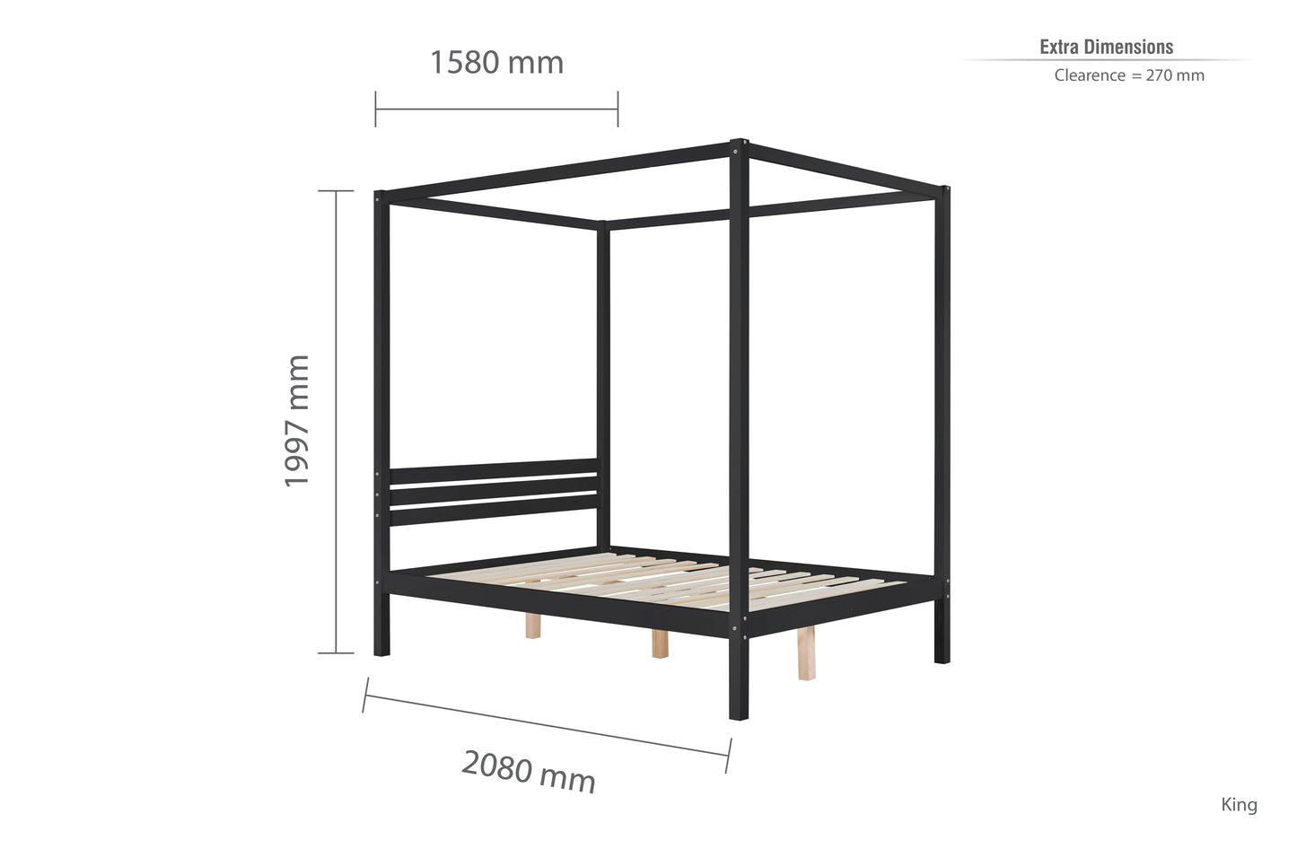 Mercia Black Four Poster King Bed + Heaven King Mattress