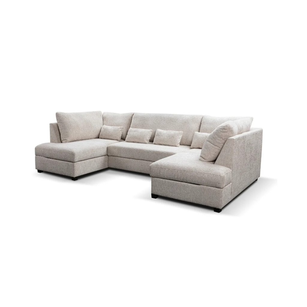Meriden Cream Enzo Fabric Storage U-Shape Sofa/Bed