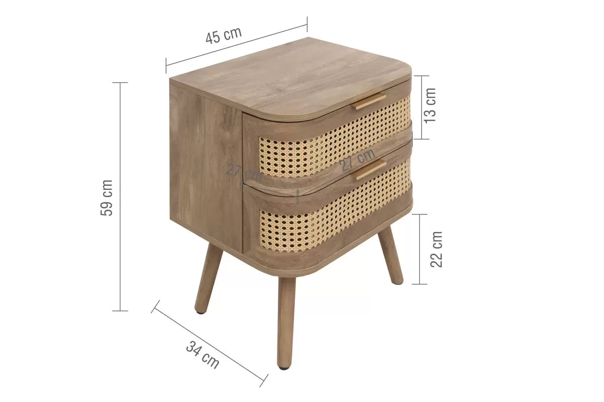 Noah Oak 2 Drawer Bedside