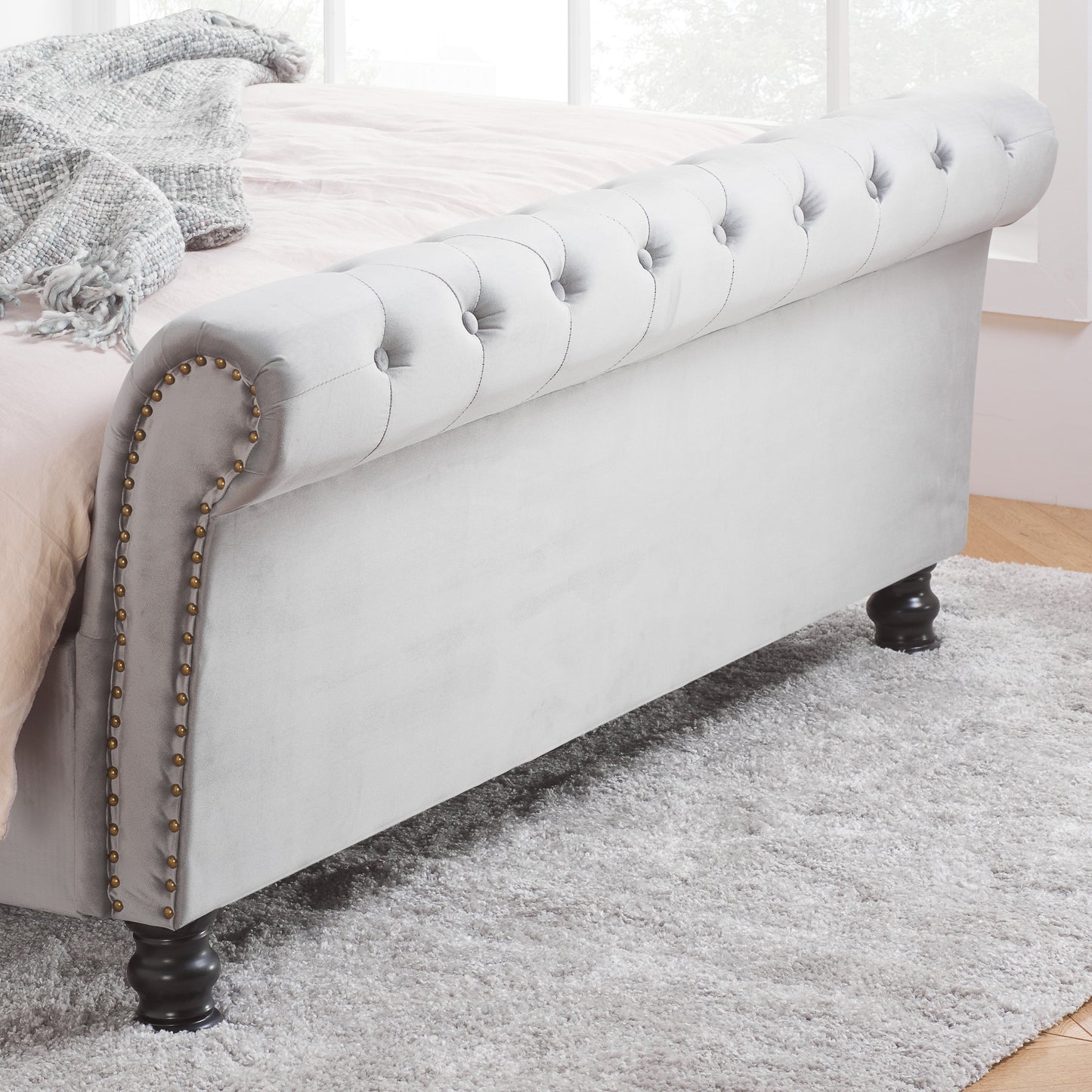 Opulence Silver Sleigh Super King Bed + Super King Heaven Mattress