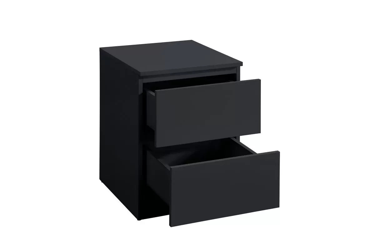 Oslo Black 2 Drawer Bedside