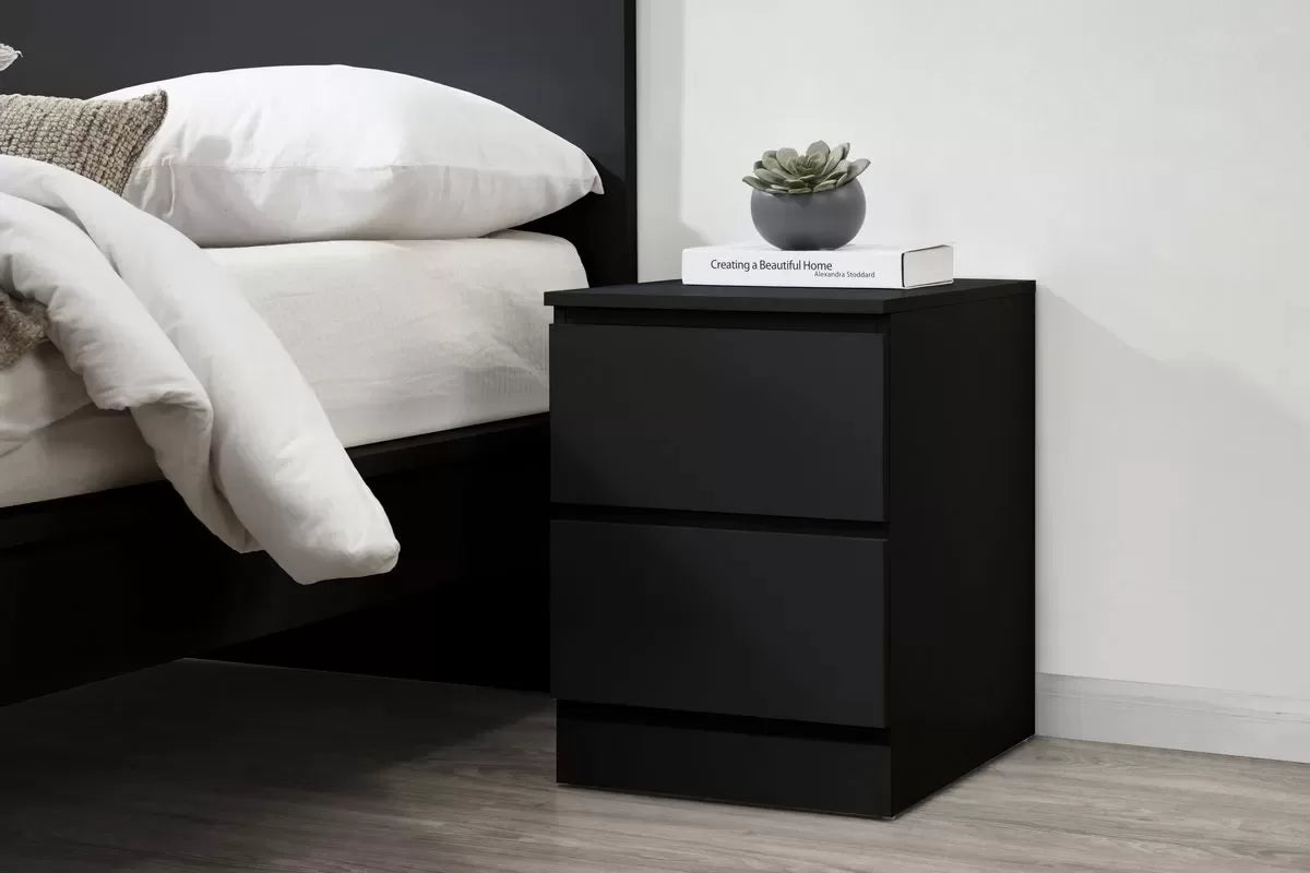 Oslo Black 2 Drawer Bedside