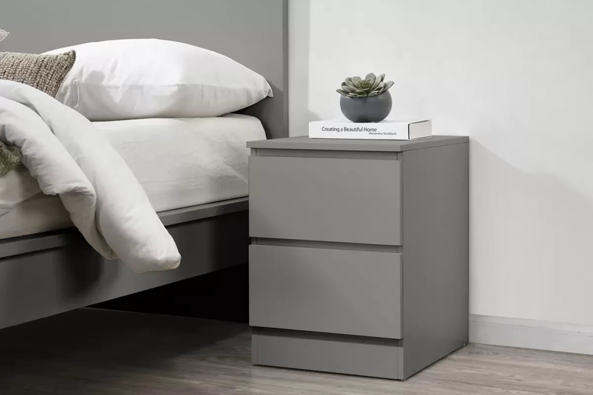 Oslo Grey 2 Drawer Bedside