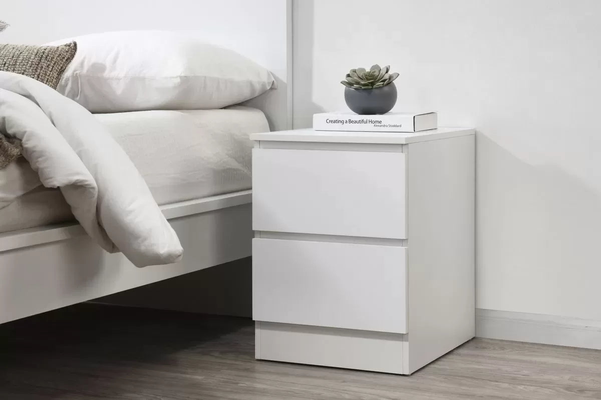 Oslo White 2 Drawer Bedside