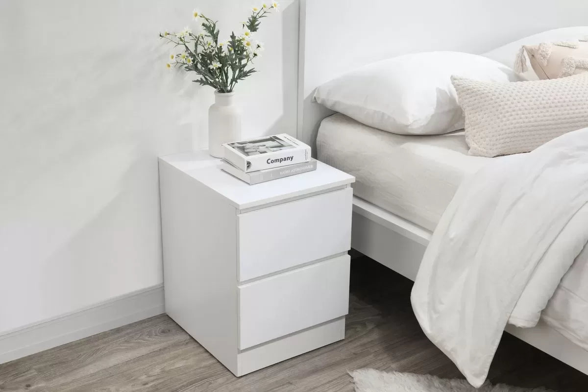 Oslo White 2 Drawer Bedside