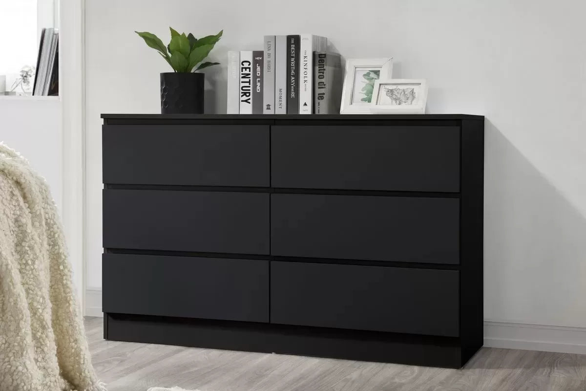 Oslo Black 6 Drawer Chest