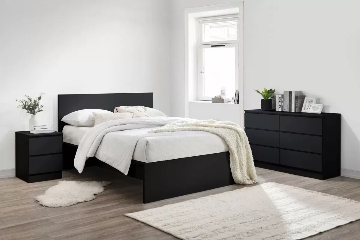 Oslo Black 2 Drawer Bedside