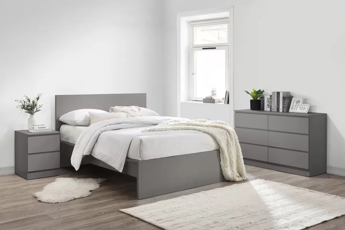 Oslo Grey 2 Drawer Bedside