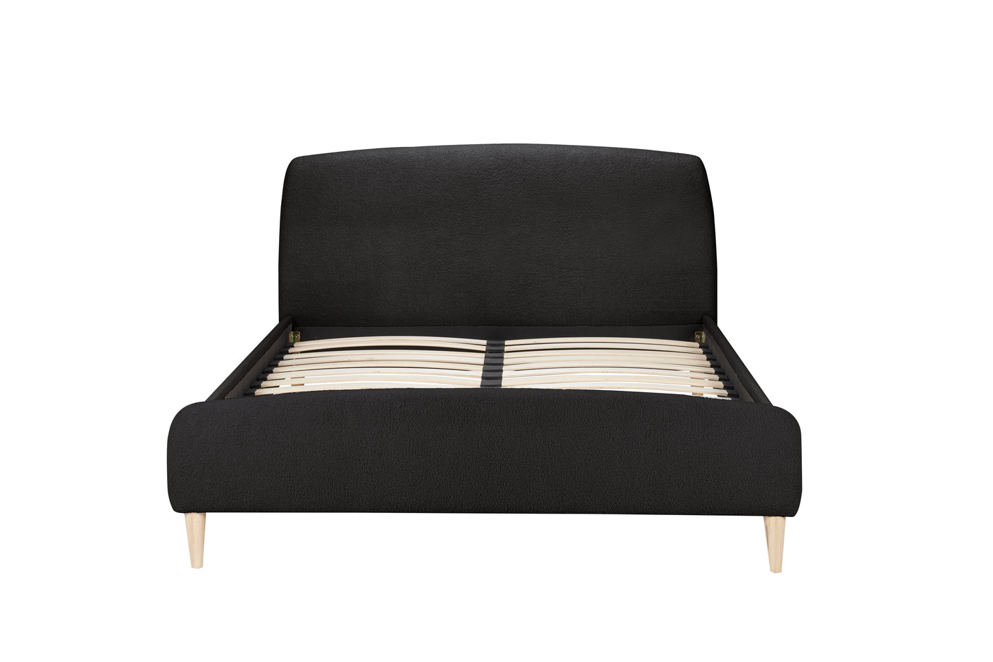 Otley Boucle Fabric Charcoal Double Bed + Heaven Double Mattress