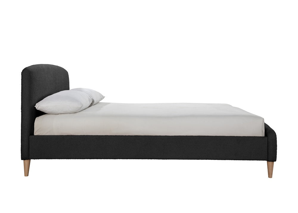 Otley Boucle Fabric Charcoal Double Bed + Heaven Double Mattress