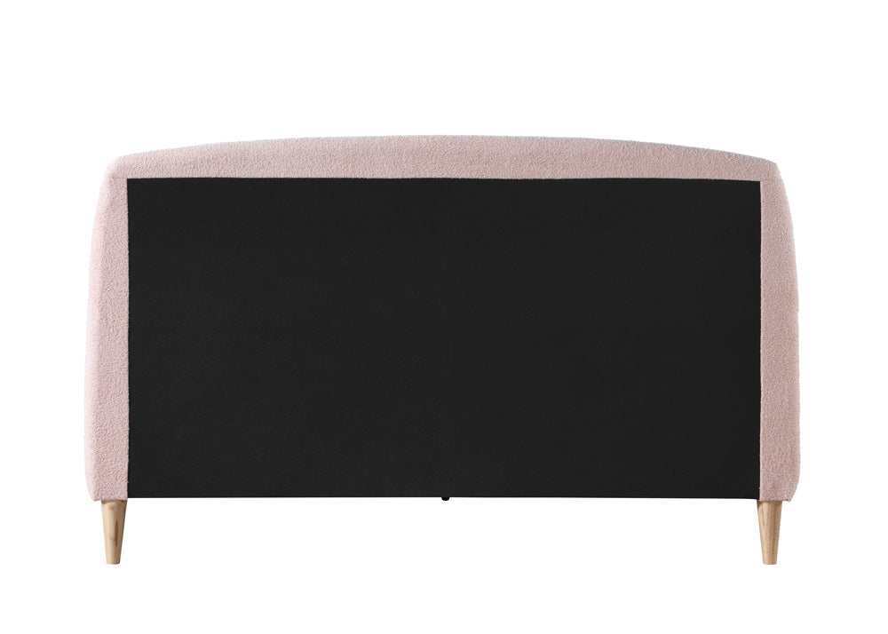 Otley Boucle Fabric Blush Pink Double Bed + Heaven Double Mattress