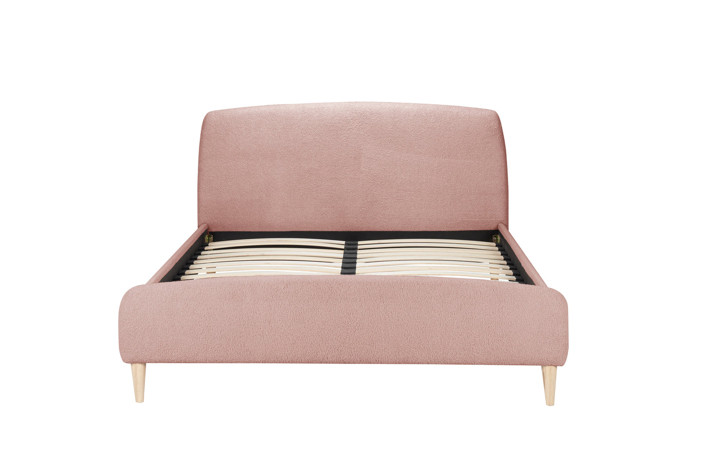 Otley Boucle Fabric Blush Pink Double Bed + Heaven Double Mattress