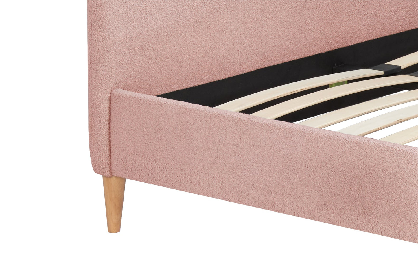 Otley Boucle Fabric Blush Pink Double Bed + Heaven Double Mattress
