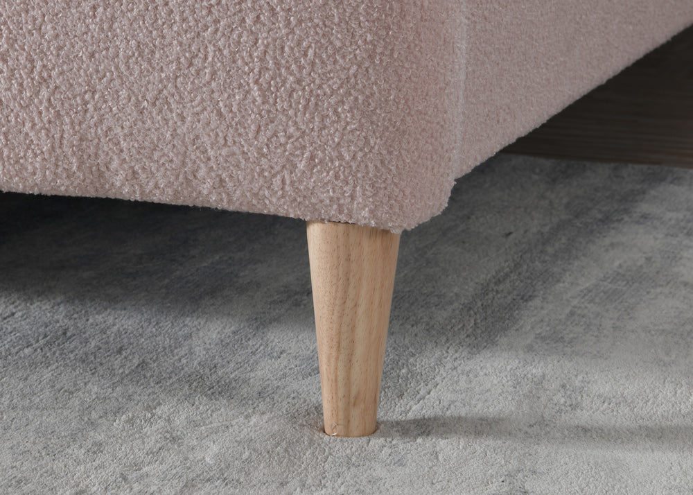 Otley Boucle Fabric Blush Pink Double Bed + Heaven Double Mattress