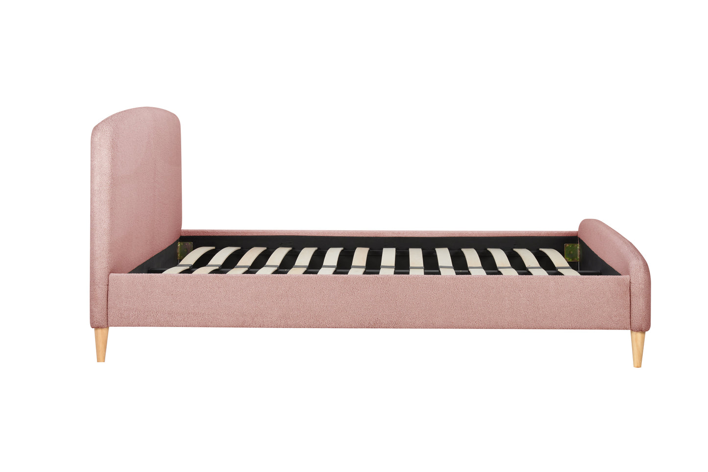 Otley Boucle Fabric Blush Pink Double Bed + Heaven Double Mattress