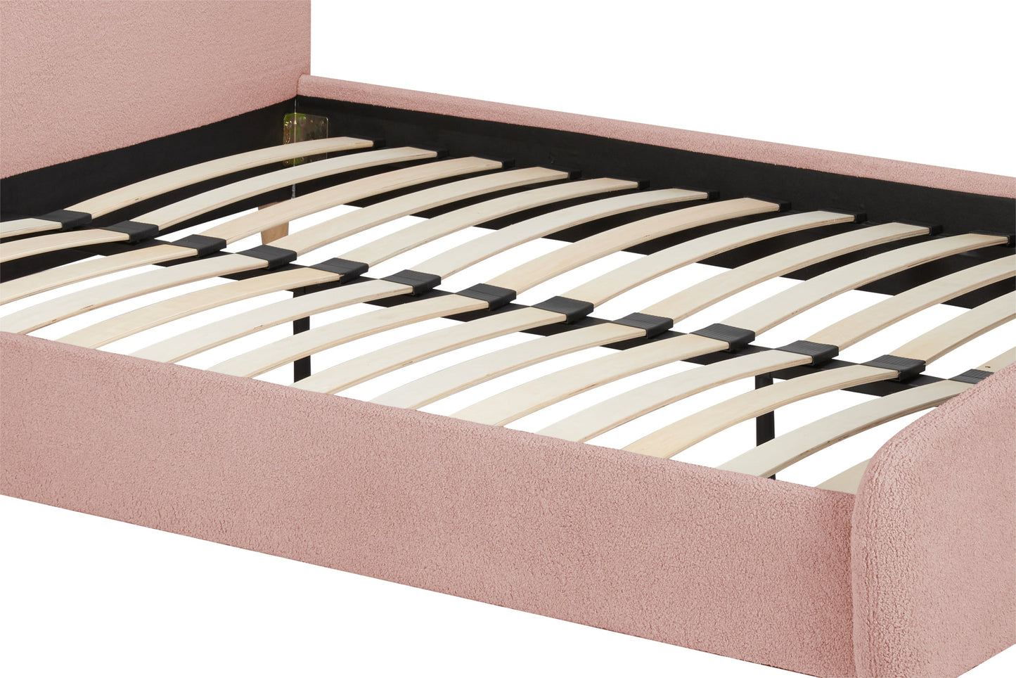 Otley Boucle Fabric Blush Pink Double Bed + Heaven Double Mattress