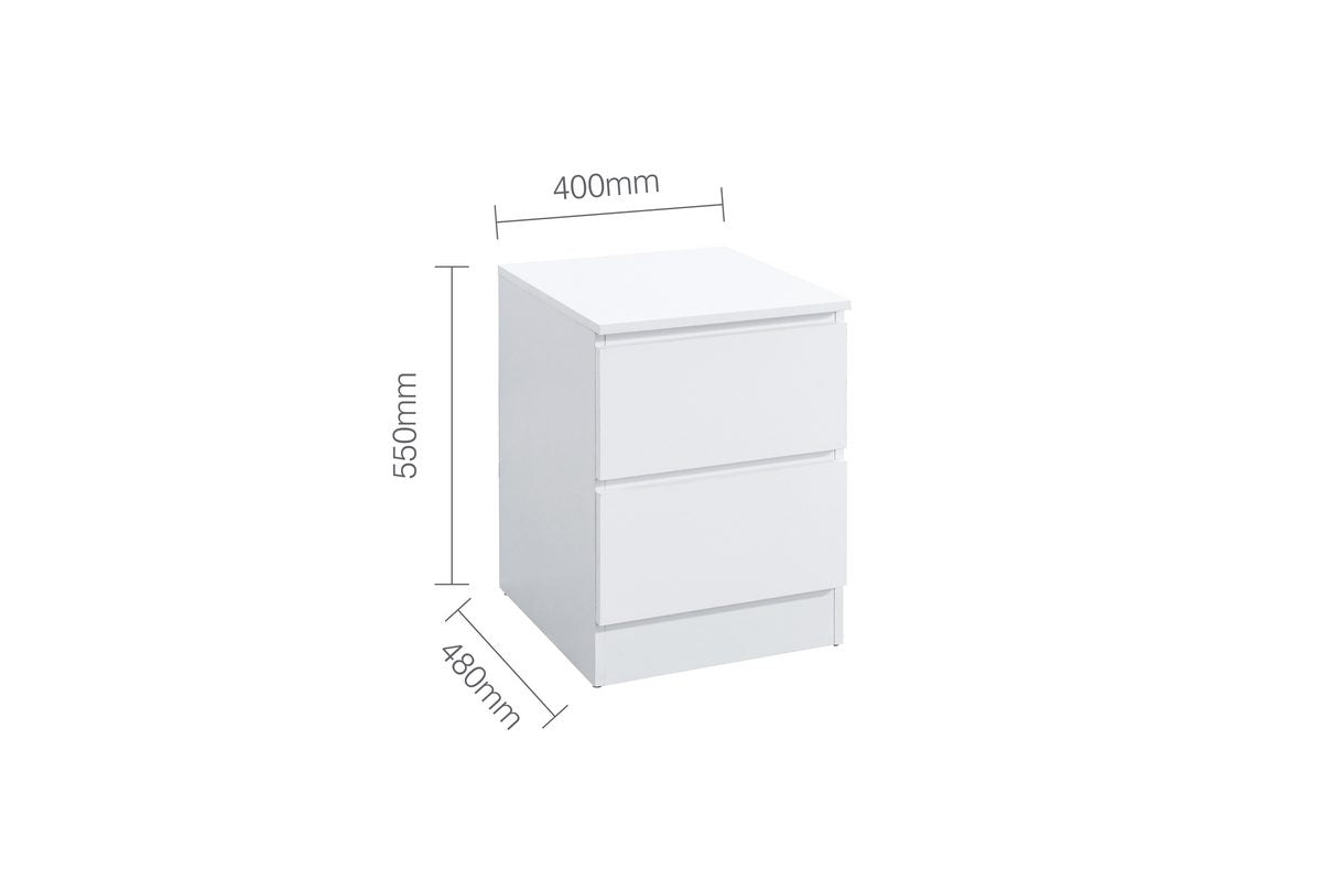 Oslo White 2 Drawer Bedside