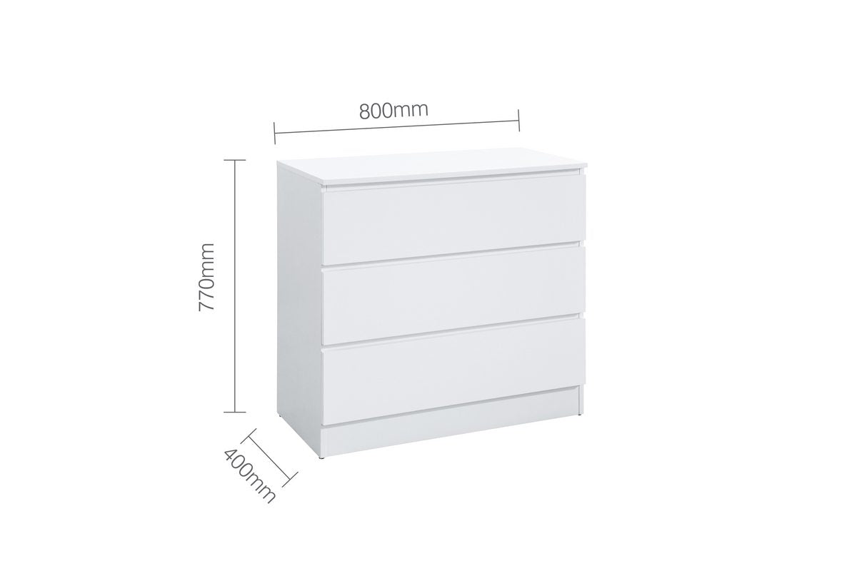 Oslo White 3 Drawer Chest