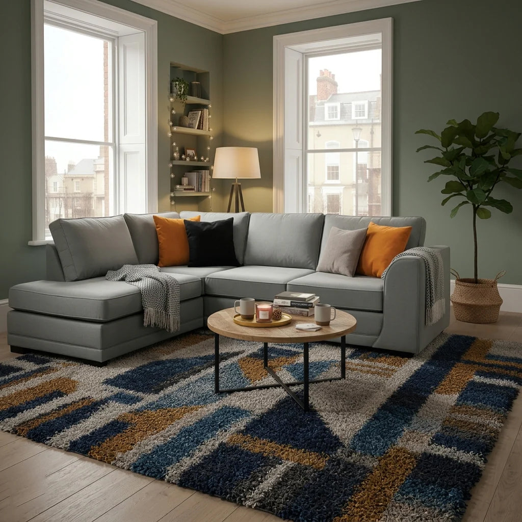 Oslo Grey Fabric Left Hand Corner Sofa