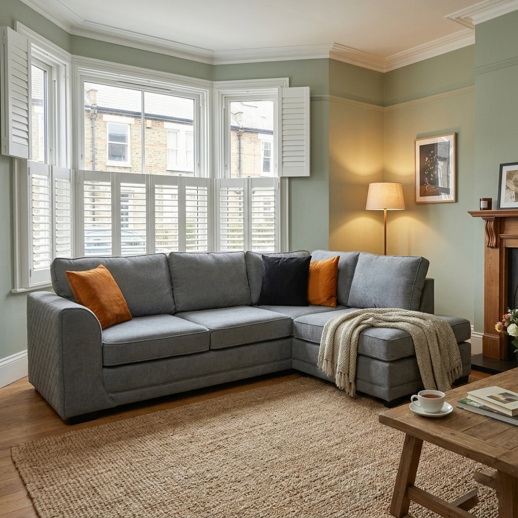Oslo Grey Fabric Right Hand Corner Sofa