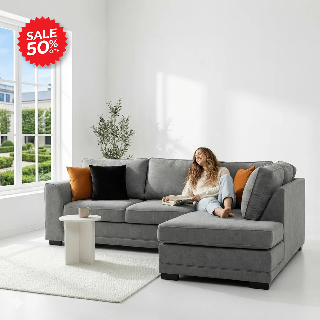 Oslo Grey Fabric Right Hand Corner Sofa