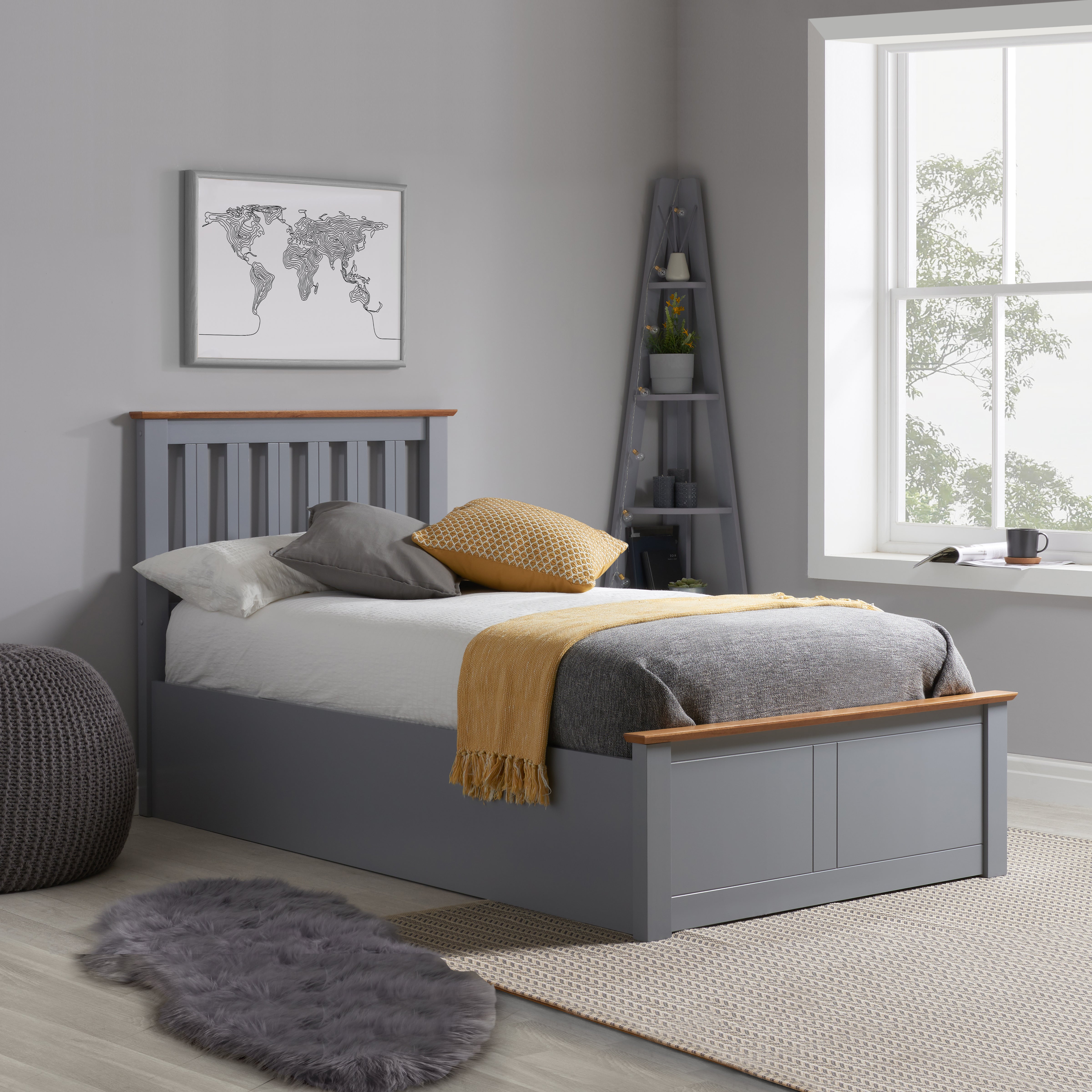Phoenix Stone Grey Single Ottoman Bed