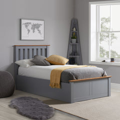 Pheonix Stone Grey Single Ottoman Bed + Single Comfort Mattress