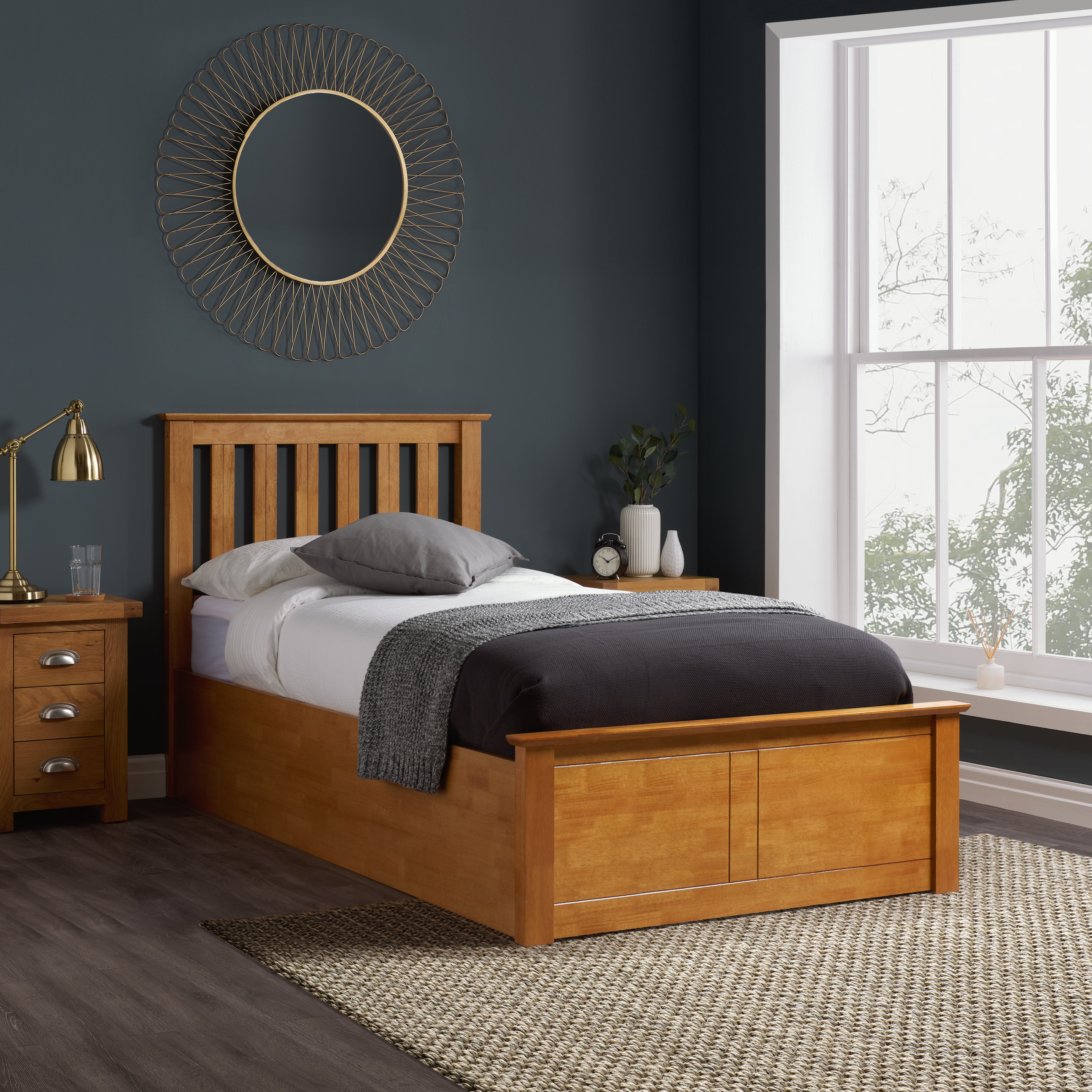 Phoenix Oak Single Ottoman Bed
