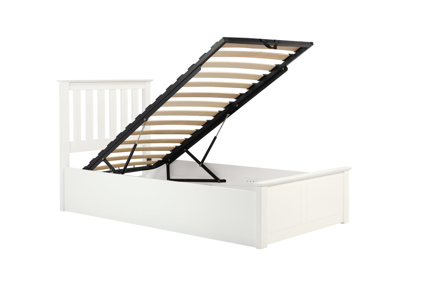 Pheonix White Ottoman Single Bed + Single Comfort Mattress