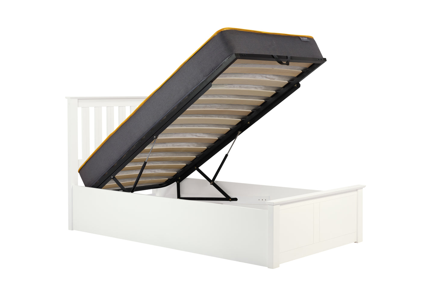 Pheonix White Ottoman Single Bed + Single Comfort Mattress