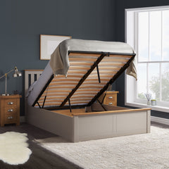 Pheonix Pearl Grey Ottoman Small Double Bed + Comfort Small Double Mattress