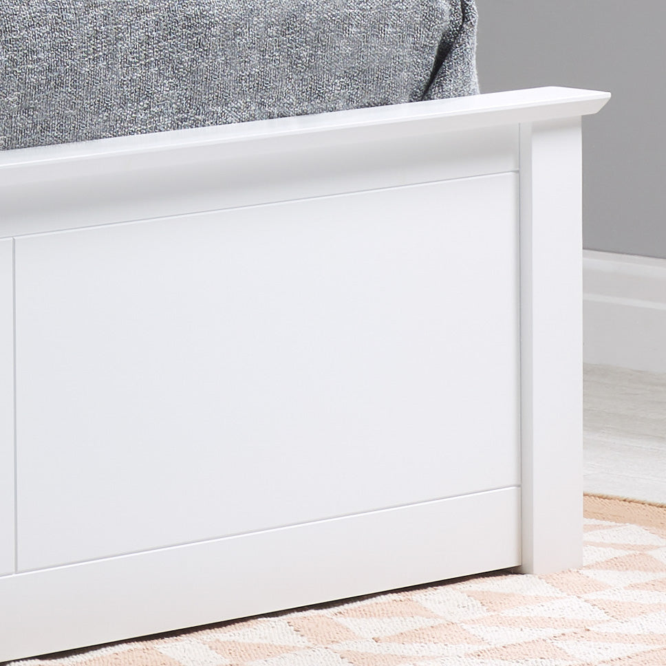 Pheonix White Ottoman Single Bed + Single Comfort Mattress