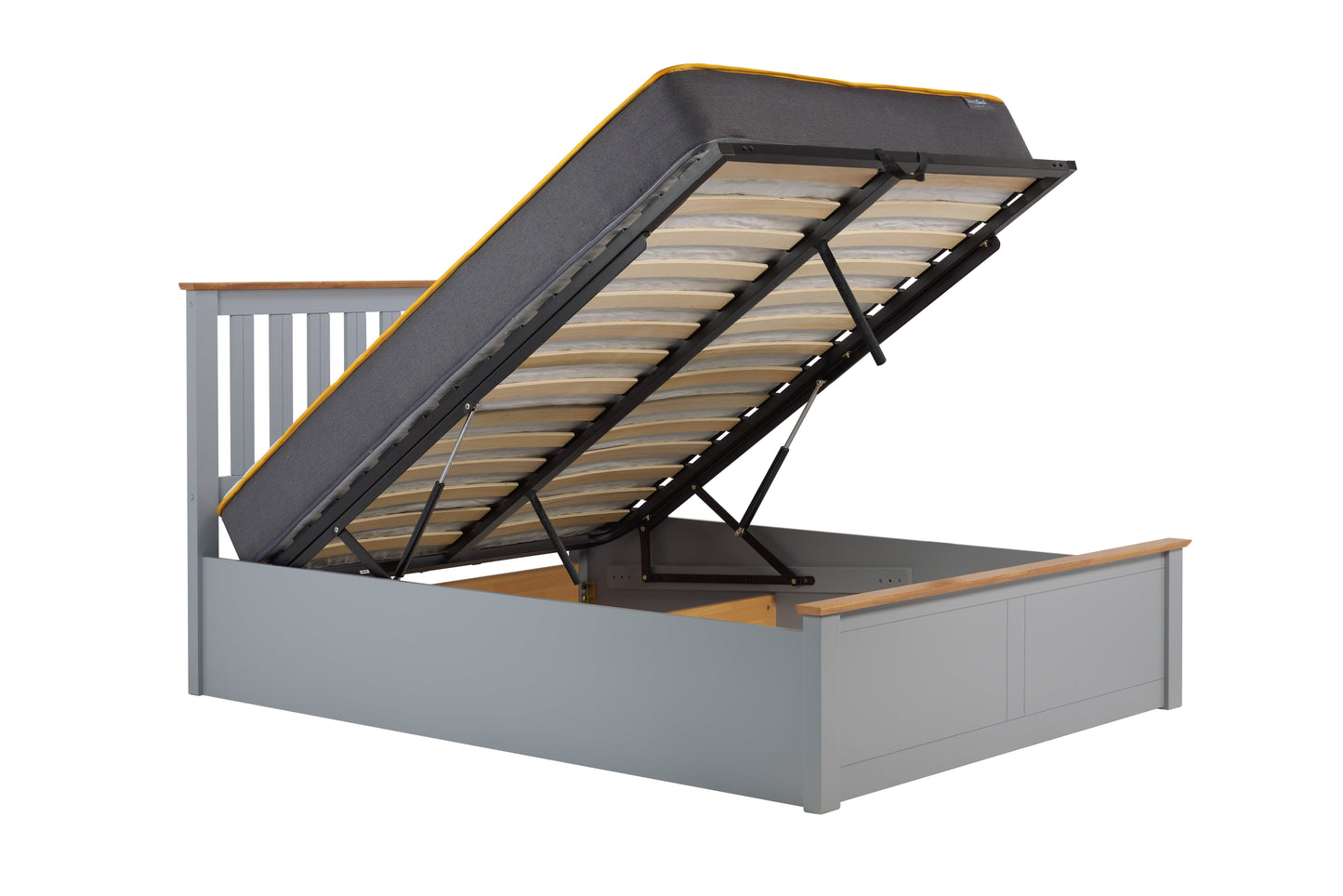 Pheonix Stone Grey Ottoman King Bed + Comfort King Mattress