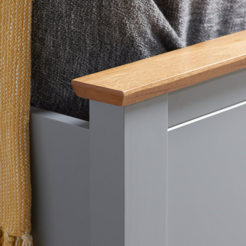 Pheonix Stone Grey Ottoman Storage Single Bed + Comfort Single Mattress