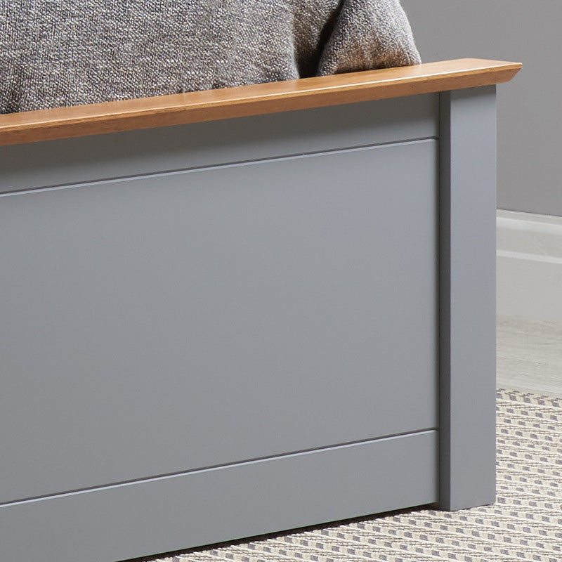 Pheonix Stone Grey Ottoman Storage Single Bed + Comfort Single Mattress