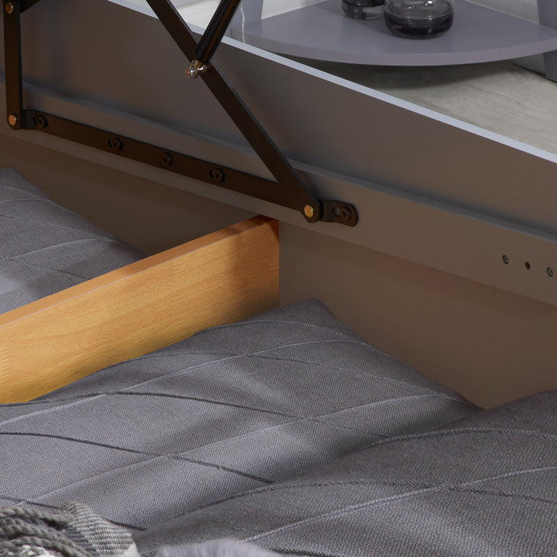 Pheonix Stone Grey Ottoman Storage Single Bed + Comfort Single Mattress