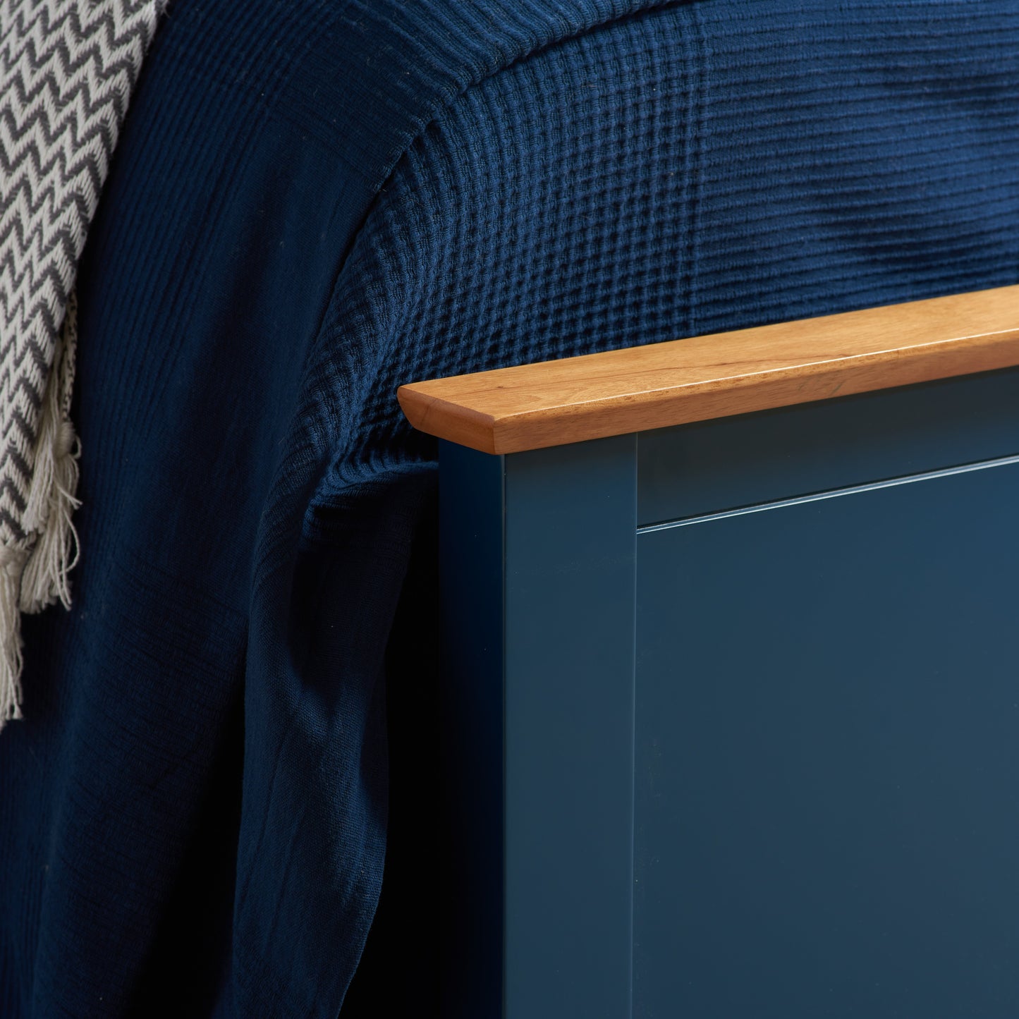 Pheonix Navy Blue Ottoman Storage Single Bed + Comfort Single Mattress