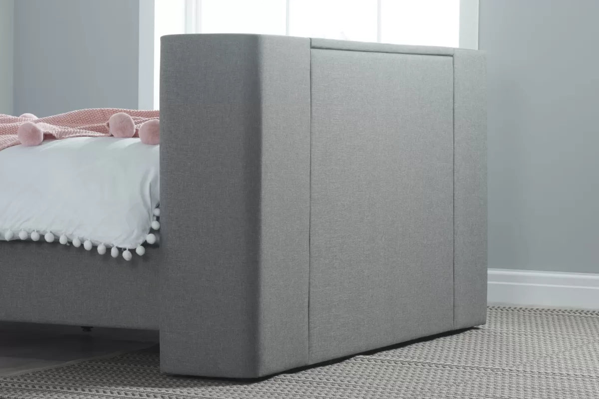 Plaza Luxurious Grey Fabric TV Bed